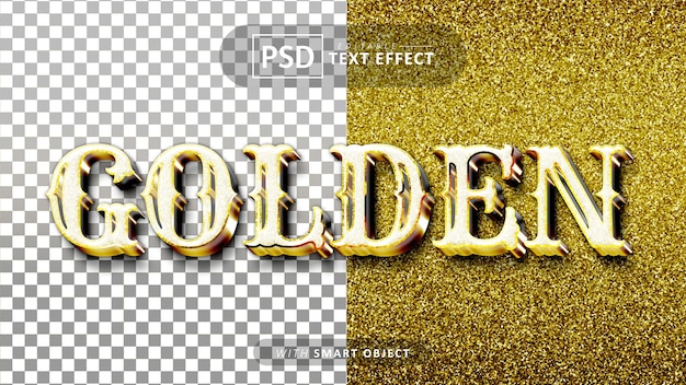 Golden 3d text effect editable