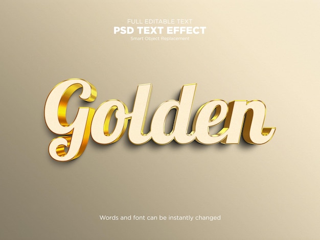 Golden 3d text effect mockup