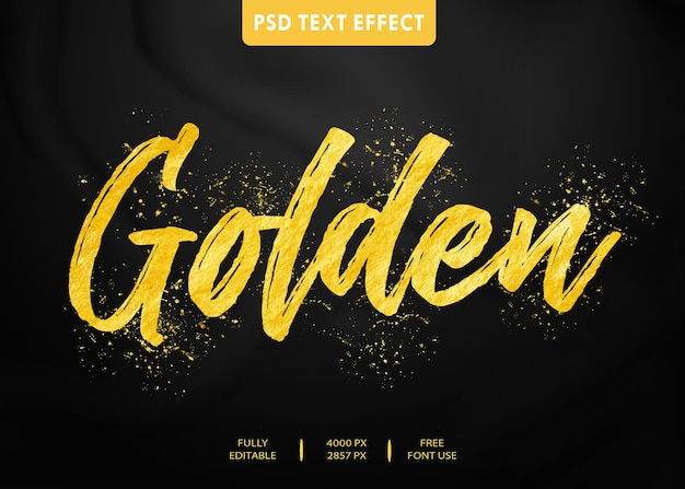 PSD golden 3d text effect style