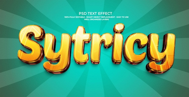 Golden 3D Text Effect Sytricy