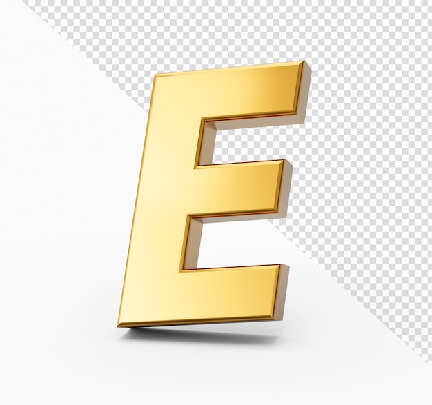 격리 된 흰색 배경에 황금 알파벳 E 3D 황금 문자 숫자 3d 그림