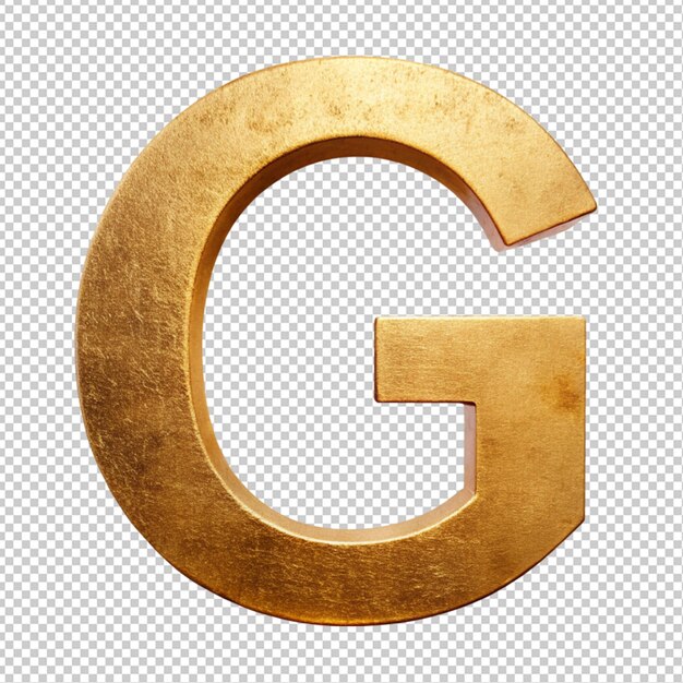 PSD golden alphabet g on transparent background