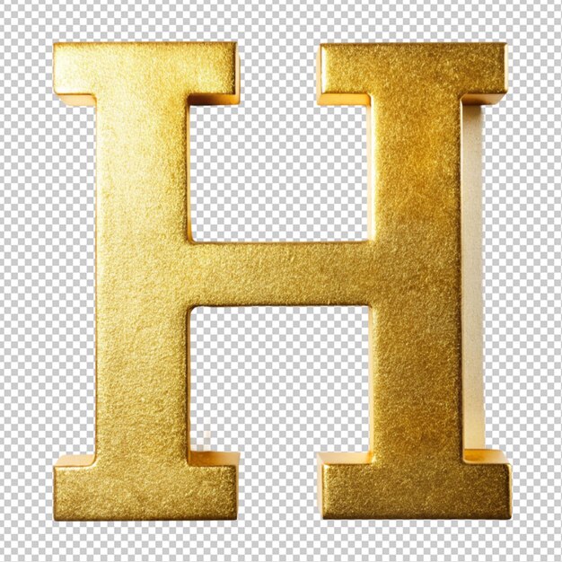 PSD golden alphabet h on transparent background