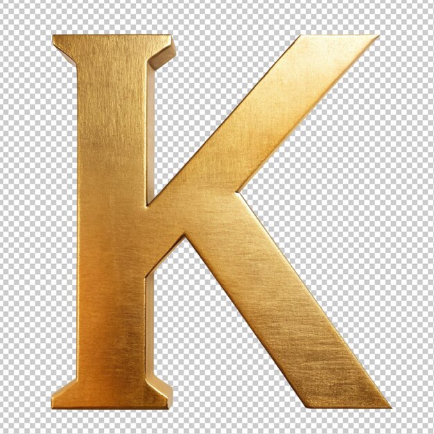 PSD golden alphabet k on transparent background