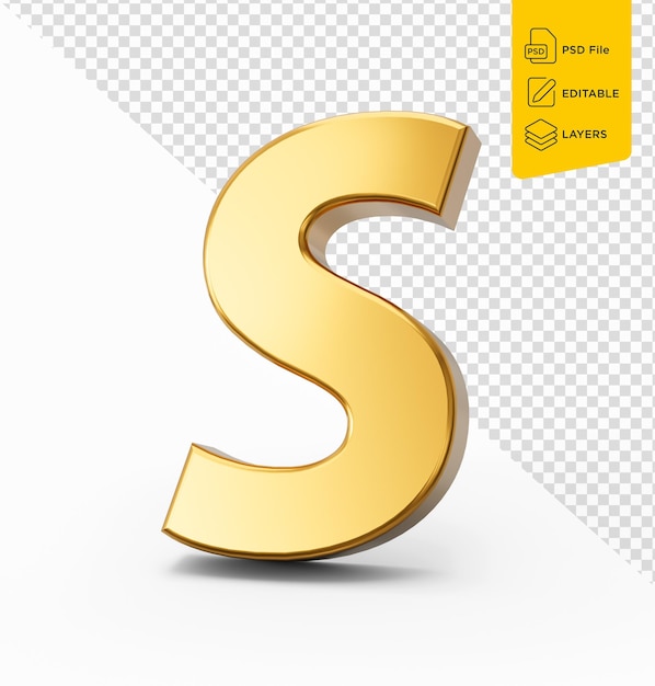 Golden Alphabet S Isolated On White Background 3D Golden Letter S 3d Illustration