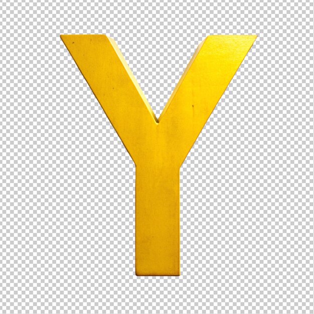 PSD golden alphabet y on transparent background