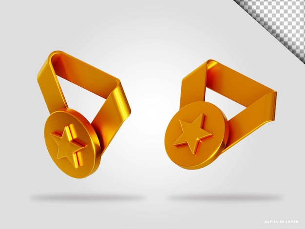 Golden award 3d render illustration isolated