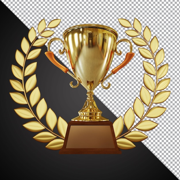 Golden Award Trophy Cup 3D Composition Isolated  