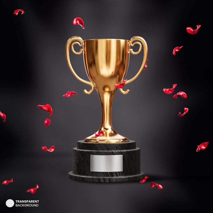 PSD golden award trophy cup 3d composition isolated