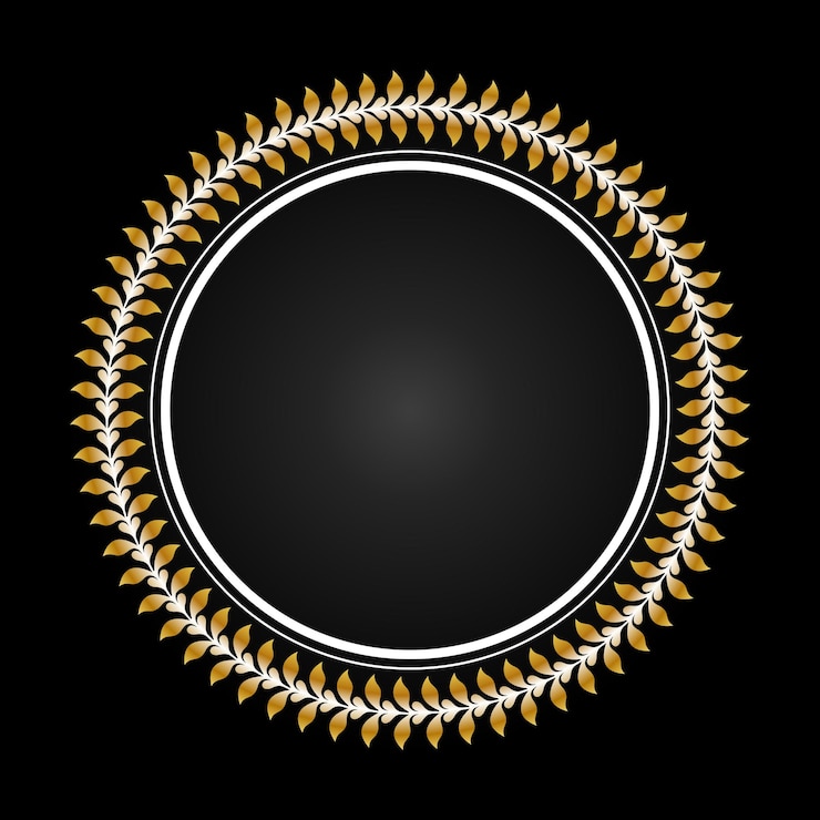 PSD golden award wreath round laurel wreath circle floral frame