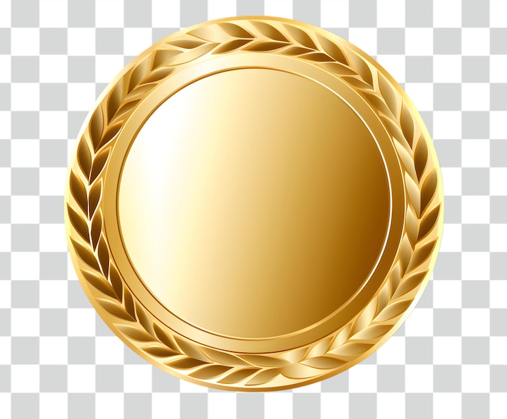 PSD golden badge gold award shield transparent background