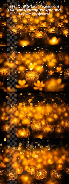 PSD a golden ball of lights on a black background