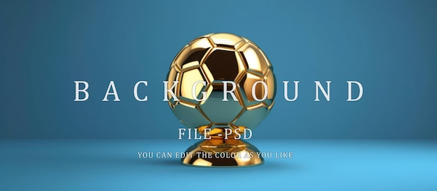 PSD golden ball trophy blue background