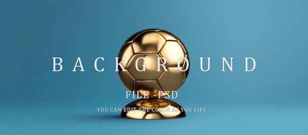 PSD golden ball trophy blue background