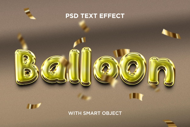 PSD golden balloon editable text effect