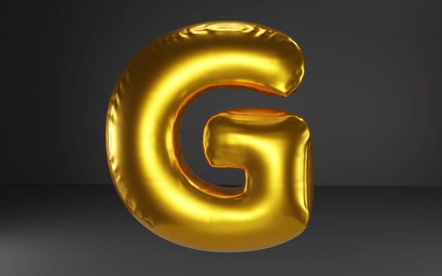 PSD golden balloon inflated alphabet letter on gray background