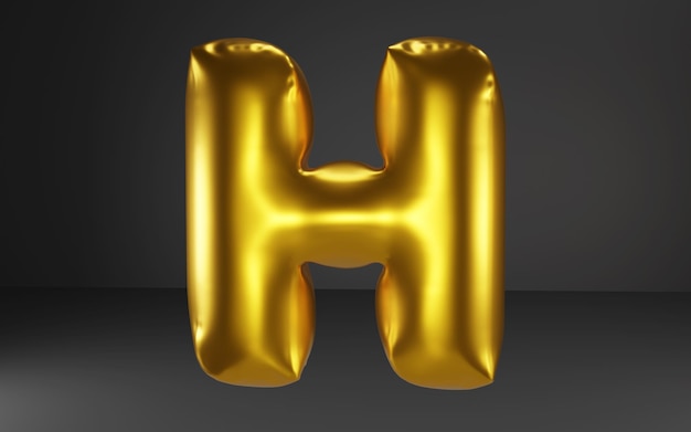 PSD golden balloon inflated alphabet letter on gray background