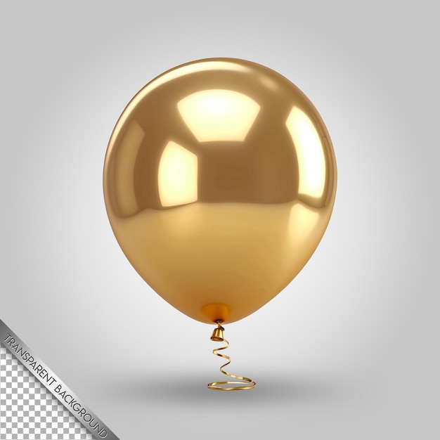 PSD un palloncino d'oro con un nastro d'oro