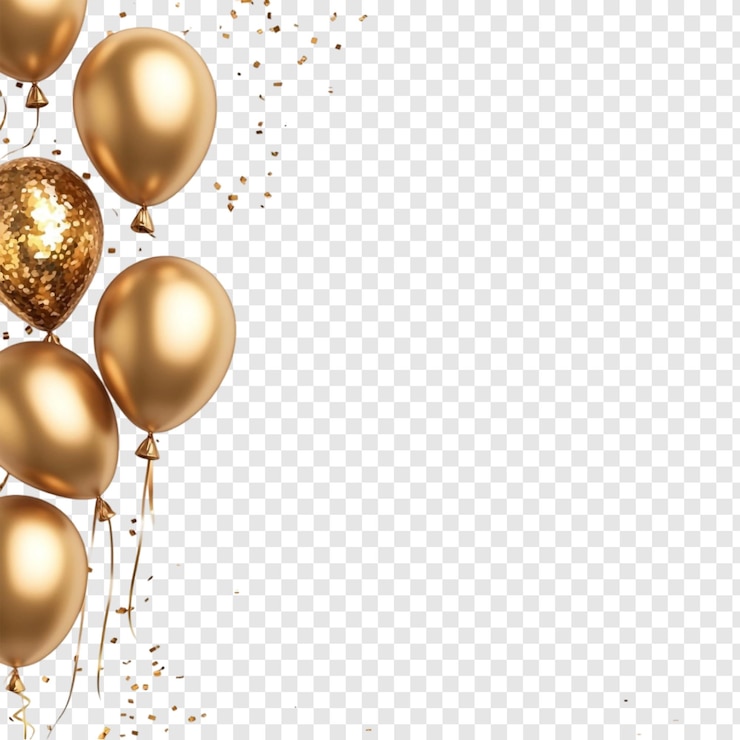 PSD golden balloons celebration party background