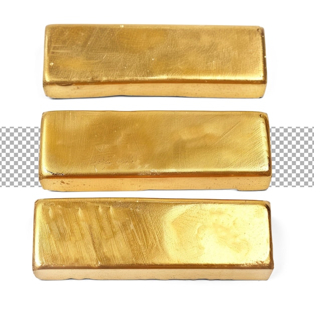 PSD Золотые слитки, изолированные на прозрачном фоне