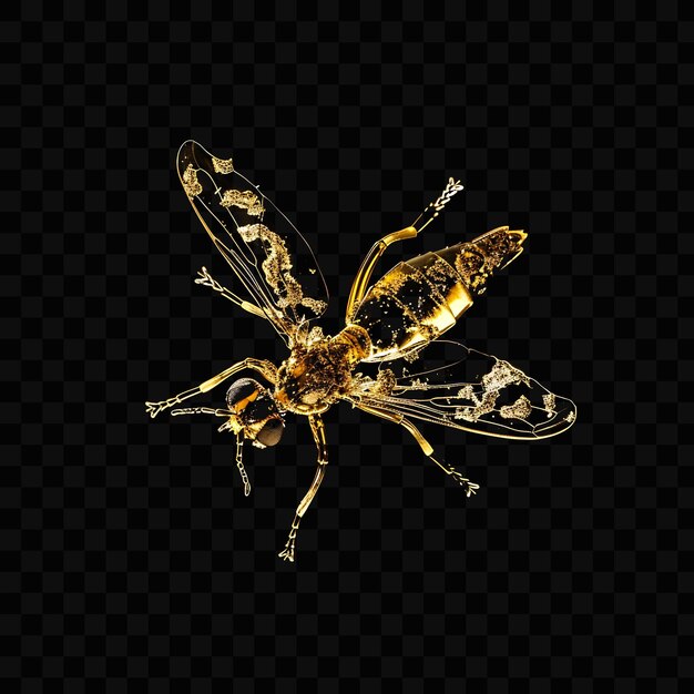 PSD a golden bee with a black background and a black background