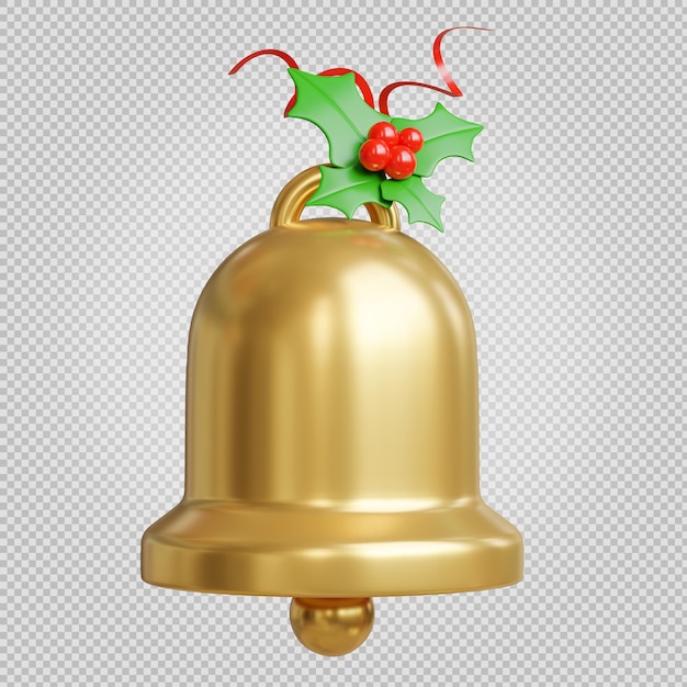 Golden bell with christmas season 3d