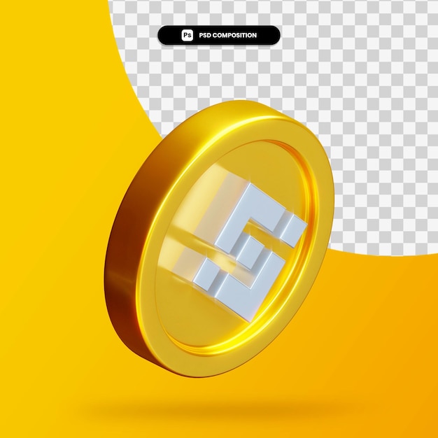 Золотая монета Binance 3d-рендеринга изолированные