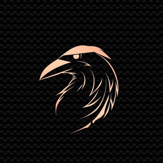 A golden bird with a black background with a gold feather on it