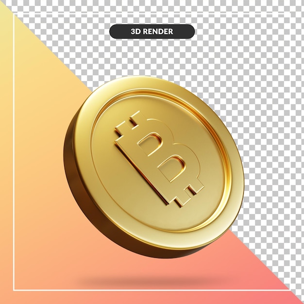 Golden bitcoin coin 3d visual isolato