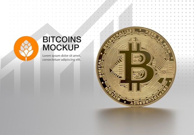 Golden bitcoin mockup