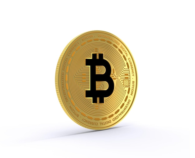 Mockup di bitcoin d'oro