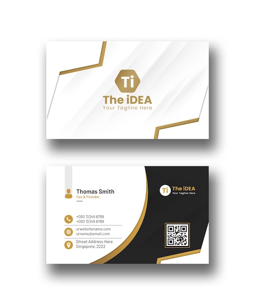 golden and black colors business card design template