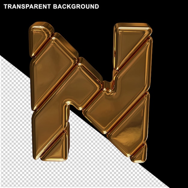 Golden block letters capital letter n