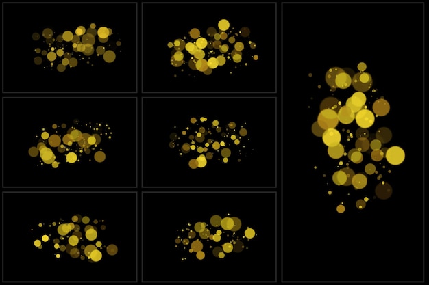 Золотые боке огни набор реалистичных частиц пыли с подсветкой