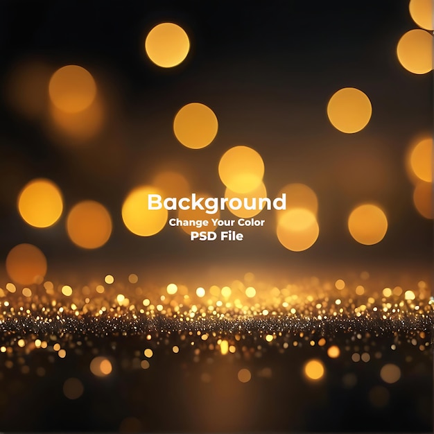 PSD golden bokeh raining light blurry lights background black background night lights round circle bokeh