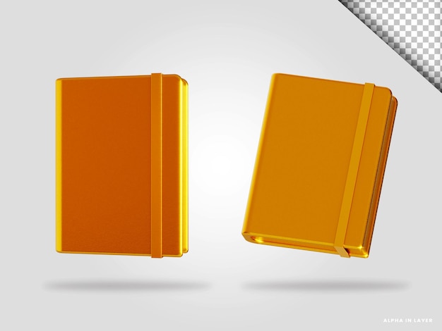 Illustrazione di rendering 3d del libro d'oro isolata