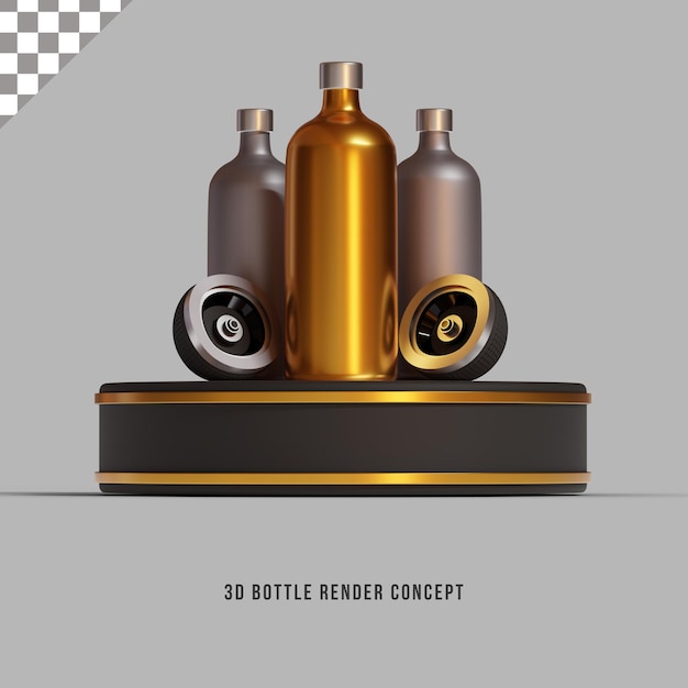 PSD golden bottle 3d render