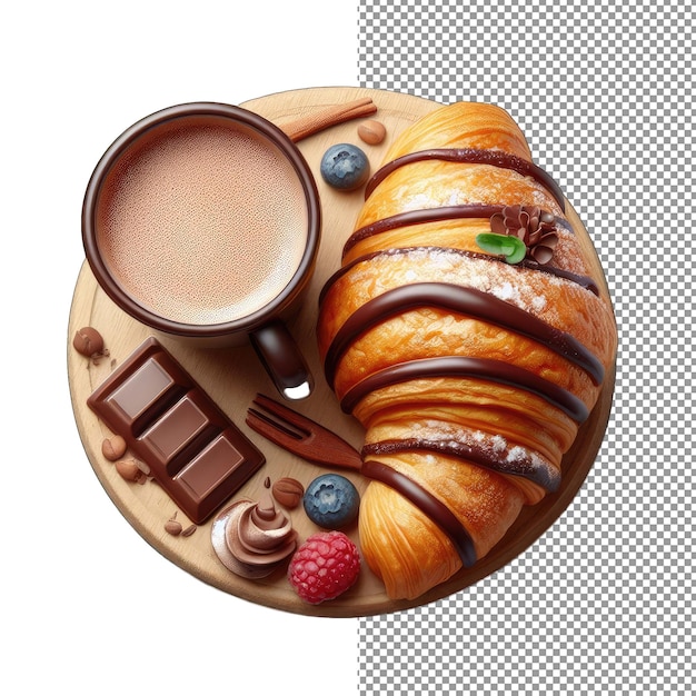 PSD golden brown croissant on white background png