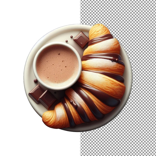 PSD golden brown croissant on white background png