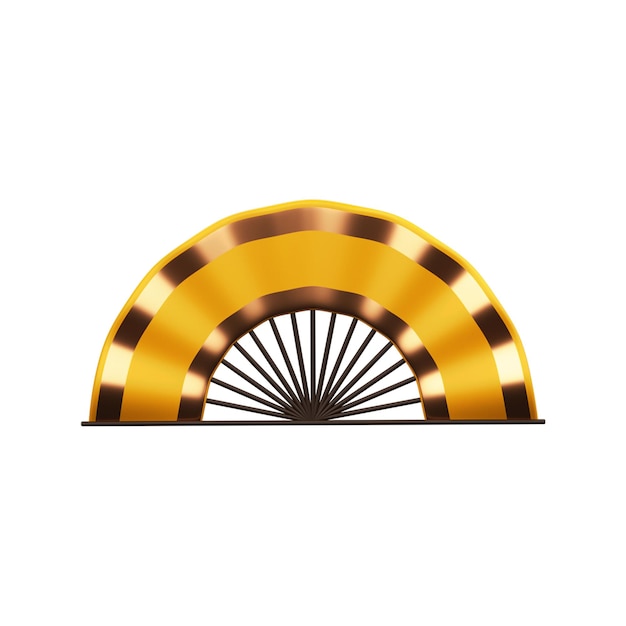 Golden And Brown Folding Fan Icon In 3D Render