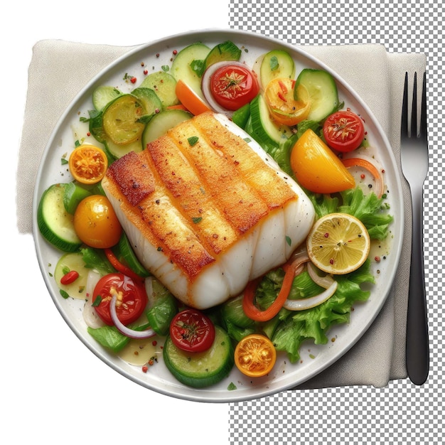 PSD golden brown grilled fish fillet png