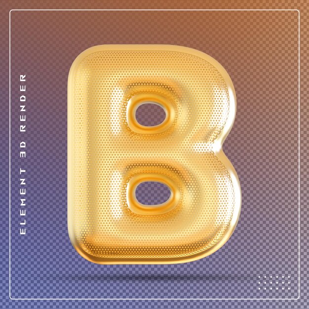 황금 거품 글자 B 글 3d 일러스트레이션