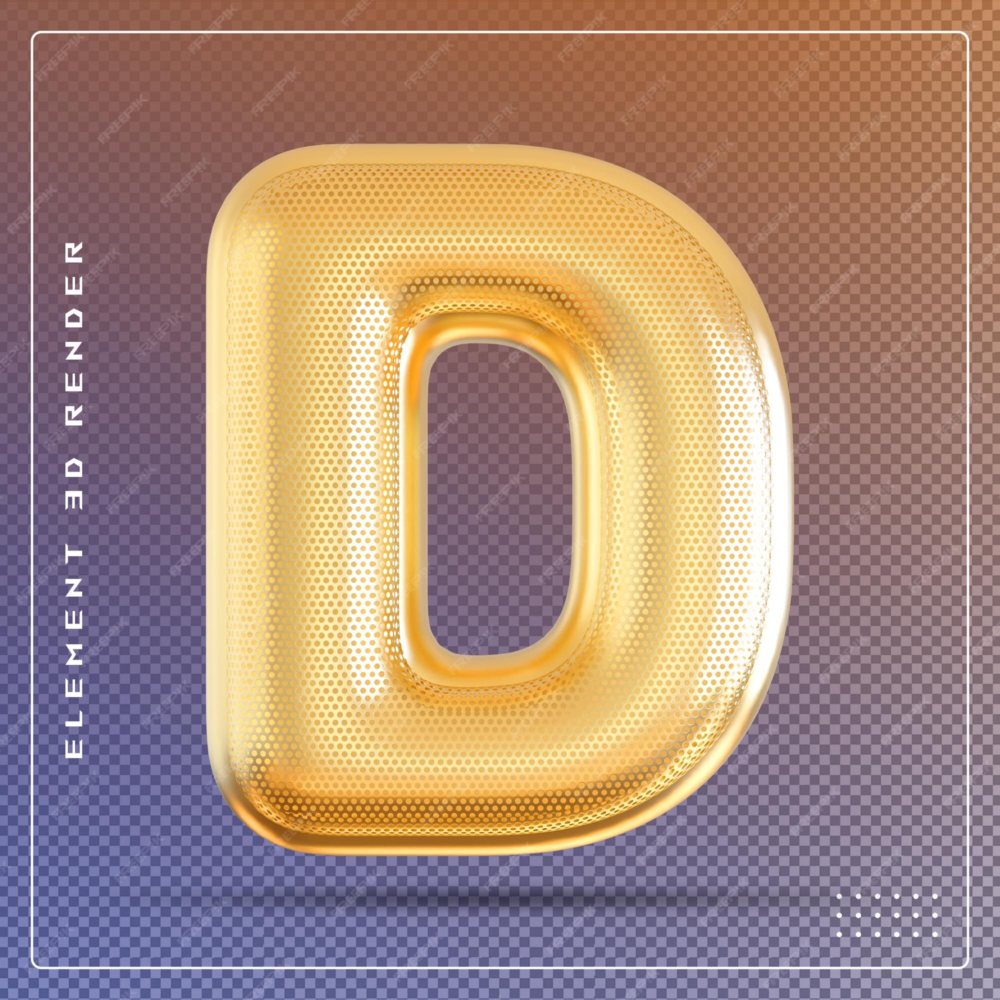 Premium PSD | Golden bubble letter d font 3d illustration