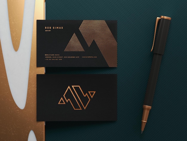 Golden Business Card Mockup Template