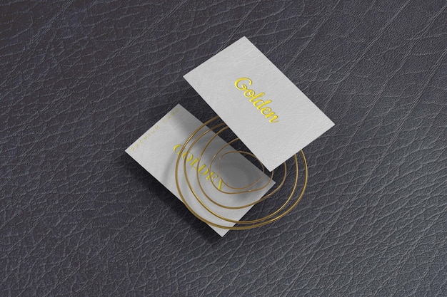 Golden business card mockup