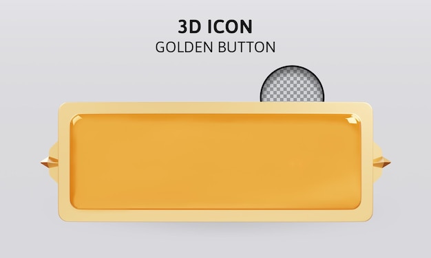 PSD golden button 3d rendering illustration