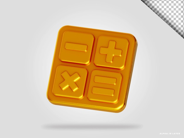 Golden calculator 3d render illustration isolated