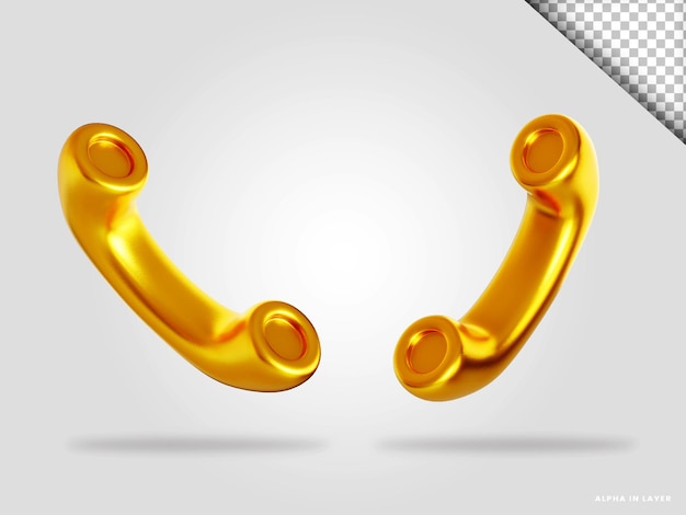 PSD golden call 3d render illustration isolated