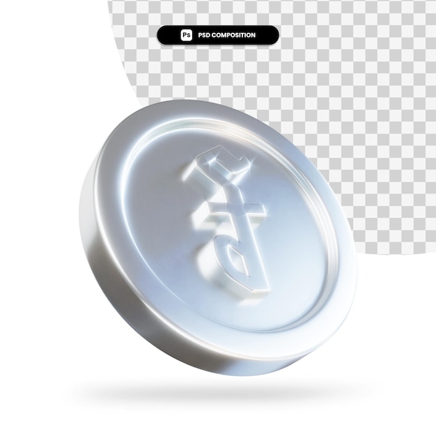 golden cambodian riel coin 3d rendering isolated