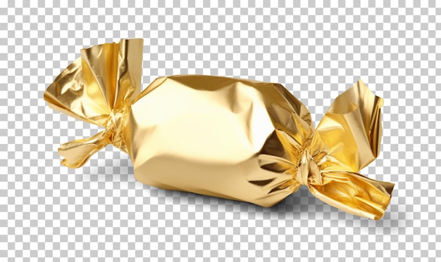 PSD golden candy wrapper isolated on transparent background png psd